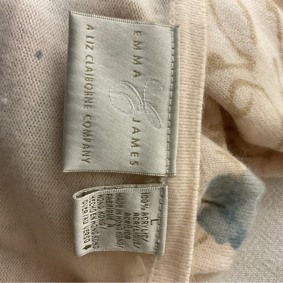 Liz Claiborne Floral Knit Sweater Size L. Calm Soft Pattern Like New Comfortable - Picture 5 of 8